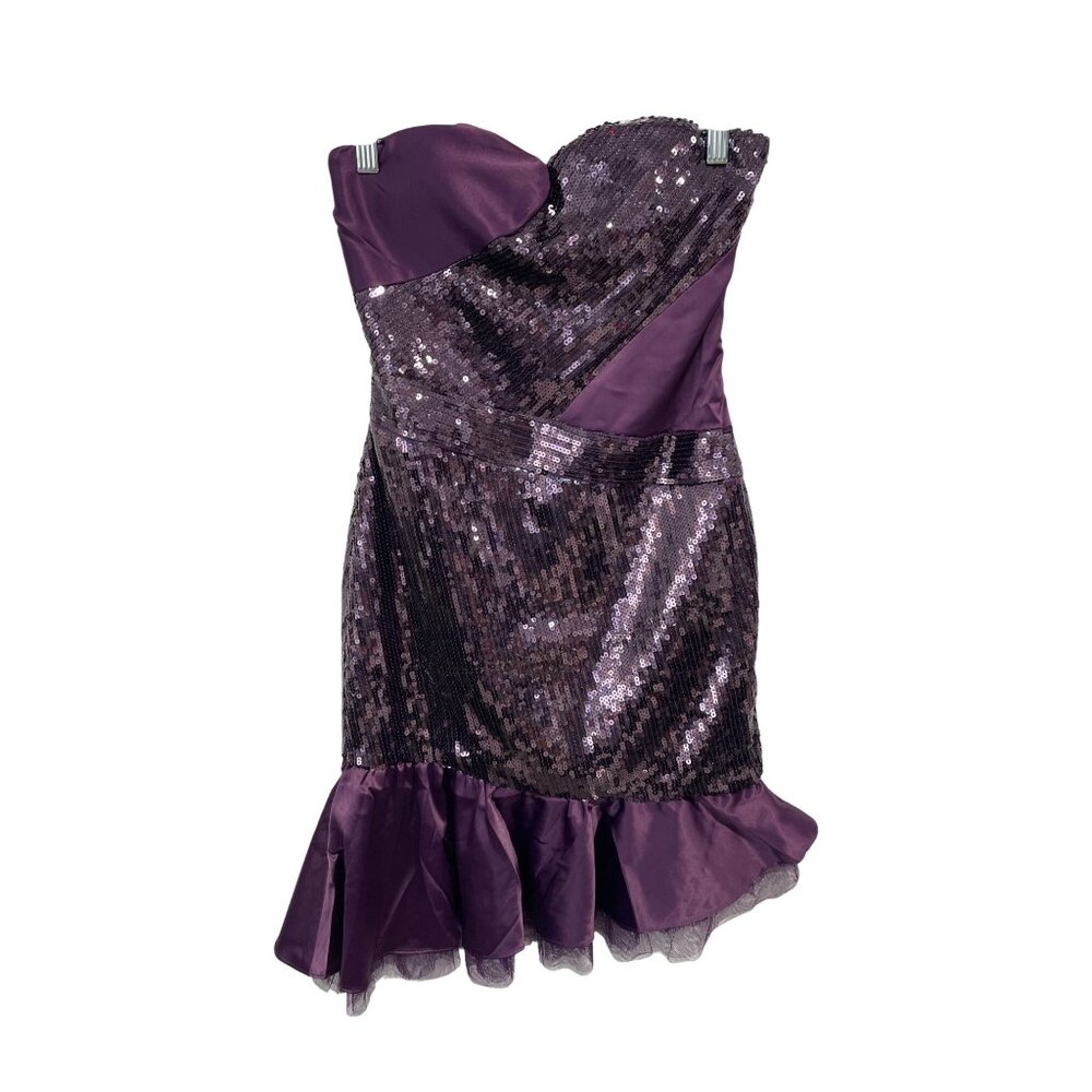 Lucy and Co Strapless Sequin Cocktail Dress Size Medium Purple Evening Wear NEW